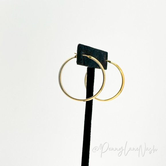 Vintage Wide Hoop Golden French Back Earrings - Picture 3 of 7